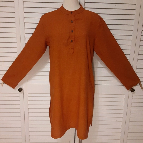 Melange 100% Cotton Tunic Dress with Designer Oversized 14" × 6½" Pockets - Picture 8 of 16